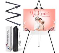 VAIIGO Easel Stand for Wedding Sign - 1Pack Poster Art Metal Balck Easel for Floor Adjustable 168cm Folding Tripod for Display Painting with Portable Bag