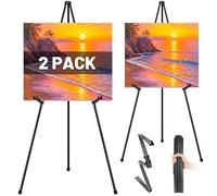 VAIIGO Easel Stand Tripod, 2Pcs Collapsible Portable Metal Floor Black Easels for Display, Adjustable Folding Artist Easels, Art Canvas Easley Stand, Poster Painting Wedding Welcome Sign Holder