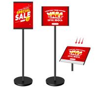 VAIIGO Heavy Duty Poster Stand A4 Sign Display Stand - Floor Standing Sign Holder with Acrylic Panel for Vertical/Horizontal Display Menu Board, Restaurant, Shop, Wedding, Business (Black)
