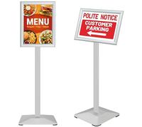 VAIIGO Heavy Duty Sign Holder Poster Stand, Adjustable Menu Display Stand Floor Standing Sign Holder with Cast Iron Base for Poster, Menu, Ads, Sales, Notice, Signage Display Stand (A4, Silver)
