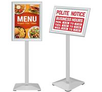 VAIIGO Heavy Duty Sign Holder Poster Stand, Adjustable Menu Display Stand Floor Standing Sign Holder with Cast Iron Base for Poster, Menu, Ads, Sales, Notice, Signage Display Stand (A3, Silver)