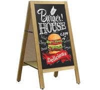 VAIIGO Magnetic Chalk Board 45x105cm Large A Board Pavement Signs, Double-Sided Sandwich Menu Boards with Shelf, Wood A-Frame Outdoor Blackboard for Restaurant, Pub, Market, Wedding, Advertising