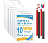 VAIIGO Magnetic Frames 11 x 17 Sign Holder Wall Mount 10 Pack, Rigid Clear Plastic Sign Holder with Magnet & Adhesive, Door Paper Holder for Refrigerator, Locker, Metal, Whiteboards, Windows