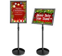 VAIIGO New A3 Heavy Duty Sign Holder Poster Stand, Adjustable Menu Display Stand Floor Standing Sign Holder with Cast Iron Base for Poster, Menu, Ads, Sales, Notice, Signage Display Stand (A3, Black)