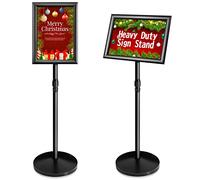 VAIIGO New A4 Heavy Duty Sign Holder Poster Stand, Adjustable Menu Display Stand Floor Standing Sign Holder with Cast Iron Base for Poster, Menu, Ads, Sales, Notice, Signage Display Stand (A4, Black)