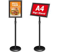 VAIIGO Poster Display Stand A4 Sign Holder Stand Floor Standing, Adjustable Signage Stands With Snap Frame, Menu Stands Outdoor Indoor, Sign Display for Restaurant, Office, Shop, Wedding, Black