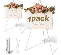 VAIIGO White Easel Stand for Wedding Sign Poster Display Easel Foldable Art Easel for Floor Adjustable 168cm Metal Easel Instant Tripod Easel for Display Painting Wedding Shower Sign Easel (1Pack)