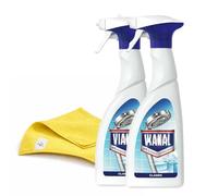 Vaikal Limescale Remover Spray 500ml Pack of 2 with Microfibre Cloth | Bathroom Limescale Cleaner for Shower Glass, Taps, Chrome, Tiles & Sinks | Fast Acting Hard Water Stain & Soap Scum Remover