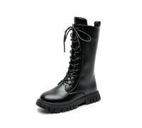 VaiKanhai Children's Girls' Ankle Boots with Zip Platform Boots Girls Winter Boots Autumn Winter Shoes Beautiful Riding Boots Girls Lace-Up Boots Black Beige White Size 27-37, Black (black 1), 5 UK