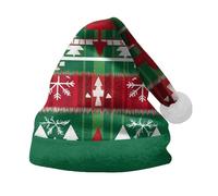 VaiKanhai Christmas Hat for Adult Holiday Parties and Costume Events Christmas Tree Santa Printing Santa's Hat Winter Cap Men's Warm (Green, S)