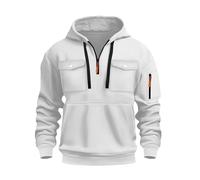 VaiKanhai Hooded Sweatshirt for Men Winter Patchwork Colour with Hood Casual Jacket Hoodie Coat Sweatshirt Jumper Rain Jacket Waterproof Sweatshirt Jacket, White, M
