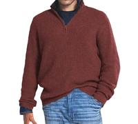VaiKanhai Men's Business Knitted Jumper Men's Elegant Winter Knitted Sweater Cotton Warm Chunky Knit Casual Warm Sweater Long Sleeve with Zip Lapel Shirt Jacket Casual Sports, Red53, 4XL