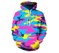 VaiKanhai Men's Long-Sleeved Autumn and Winter Print Hooded Pocket Pullover Hoodie Broken Pullover Men, c, 3XL