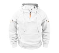 VaiKanhai Sweat Jacket Men's Winter Patchwork Colour Hoodies Casual Jacket Hoodie Coat Sweatshirt Jumper Windbreaker Breathable Warm Knitted Jumper Men Everyday, White, XXL