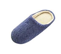 VaiKanhai Unisex Cartoon Felt Slippers Warm Slip-On Home Shoes Comfortable Flat Clogs Pair Slippers Wool Lambskin Winter Memory Foam Cotton Blend Soft Cuddly, navy, 10 UK