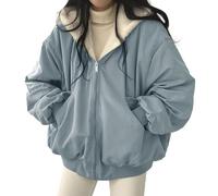 VaiKanhai Winter Bomber Jacket Women's Down Jacket Women's Beige Cotton Cutecore Clothing Sherpa Jacket Women's Korean Clothes Teddy Jacket Girls Coats Women Suede Jacket Women S-XXL, blue, M
