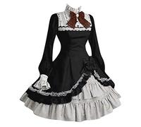 VaiKanhai Women's Long Dress Servant Dress Cosplay Dress Fashion Cute Dress Gothic Black Dress Sexy, Z Jsjm_e-Black, XXXL
