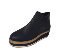 VaiKanhai Womens Zipper Wedge Wedge Boots Fashion Side Solid Boots and Coloured Platform Women Boots Wehrmacht, black, 6 UK