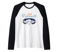 Vail Colorado Ski Town Rocky Mountains Inside Goggles Retro Raglan Baseball Tee