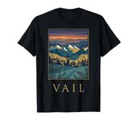 Vail Colorado Vintage Retro Alpine Mountain Travel Art T-Shirt