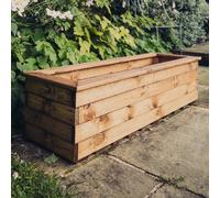 vail large wooden garden trough planter in natural