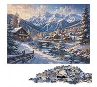 Vail Mountain Winter Scene Adult Wooden Jigsaw Puzzle 500 Pieces | Shared puzzle time - less screen time at home alone or together.