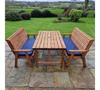 vail timber dining table large with 2 large benches and cushion