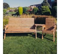 vail wooden garden angled 4 seater bench set in natural