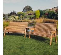 vail wooden garden angled 6 seater bench set in natural