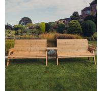 vail wooden garden straight 6 seater bench set in natural