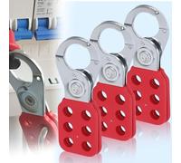 Vaileal Pack of 3 Locking Hasp Lockout, Hook Diameter 2.5 cm Hasp Padlock with Red Plastic Coated Housing, Aluminium Lock Out Hasp, Locking Hasp Lockout Hasp for Treasure Chest