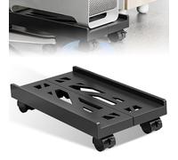 Vaileal PC Stand, Universal Adjustable CPU Stand, PC Holder Under Desk, Computer Tower Trolley with 4 Wheels, Desktop Computer Tower Stand, Computer Case Main Frame (Black)