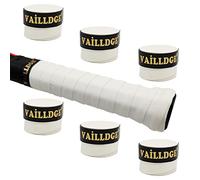 Vailldge Tennis Racket Grip Tape - Precut Dry Feel Grip Tape Absorbs Sweat Tennis Grip Velvety Comfort Overgrip for Tennis Racquet Pickleball Squash Badminton Baseball Bat (White 6 pack)