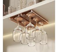 Vaisoeny 2Pack Under Cabinet Glass Holder - No Drilling Wine Stemware Rack for Kitchen & Bar (Amber)