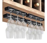 Vaisoeny Ultra-Narrow Wine Glass Holder, 4 Pack Slim Stemware Rail, Black