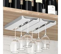 Vaisoeny Wine Glass Holder, 2 Pack Wine Glass Holder Under Cabinet (White)