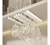 Vaisoeny Wine Glass Holder, 2 Pack Wine Glass Holder Under Cabinet (White)