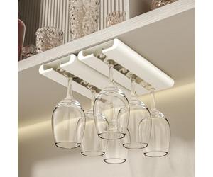 Vaisoeny Wine Glass Holder, 2 Pack Wine Glass Holder Under Cabinet (White)