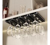 Vaisoeny Wine Glass Holder, 4 Pack Under Cabinet ABS Stemware Rack (Black)