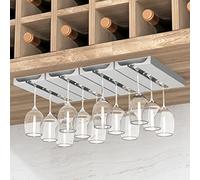 Vaisoeny Wine Glass Holder, 4 Pack Under Cabinet Stemware Storage, White
