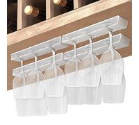 Vaisoeny Wine Glass Holder, 4 Pack Wine Glass Holder Under Cabinet (White)