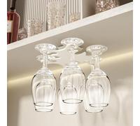 Vaisoeny Wine Glass Rack, 360° Infinitely Rotating Wine Glass Holder, No Drilling Wine Glass Holders Hanging Under Shelf, Easy Installation Wine Glass Storage for Kitchens and Bars.(White)