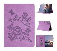 Vaitasy Case for Lenovo Idea Tab Plus 12.1 Inch 2025 Romantic Flowers Butterfly Pattern Tablet Protective Case for Idea Tab Plus 12.1 with Card Slot Purple