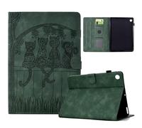 Vaitasy Case for Samsung Galaxy Tab A11 Plus 11 Inch 2025 Cute Cat Pattern PU Leather with Stand Folio Function Case for Galaxy Tab A11+ Dark Green