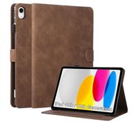 Vaitasy iPad 11/10 Case for Business Professional: Elegant Plain Design with Pen Holder and Foldable Stand for Office and Travel - Brown