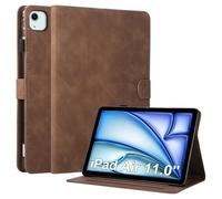 Vaitasy iPad Air 11 2025/2024 Case for Business Professional: Elegant Plain Design with Pen Holder and Foldable Stand for Office and Travel - Brown