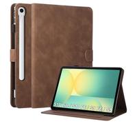 Vaitasy Samsung Galaxy Tab S10 Lite/S10 FE/S9 FE/S9 Case for Business Professional: Elegant Plain Design with Pen Holder and Foldable Stand for Office and Travel - Brown
