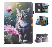 Vaitasy Samsung Galaxy Tab S5e 10.5 Inch 2019 Case (SM-T720/ SM-T725), Flip Wallet Case with Stand Function Cover for Galaxy Tab S5e 10.5 Inch 2019 - Flowers and Cats