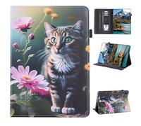 Vaitasy Samsung Galaxy Tab S6 10.5 Inch 2019 Case (SM-T860/T865), Flip Wallet Case with Stand Function Cover for Galaxy Tab S6 - Flowers and Cats
