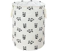 VAIVUSTO Round Panda Laundry Basket, Collapsible Waterproof Canvas Large Clothes Basket Laundry Hamper with Rope Handles,Cute Cartoon Kids Nursery Hamper for Children Room,Toy Storage (Cute Panda)